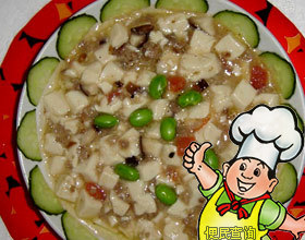 肉末雪菜蒸豆腐的做法