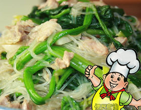 菠菜炒粉丝的做法