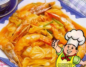 白菜软炒虾的做法