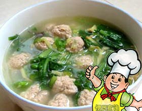 汆丸子小白菜的做法