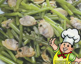 蛤肉炒茼蒿的做法