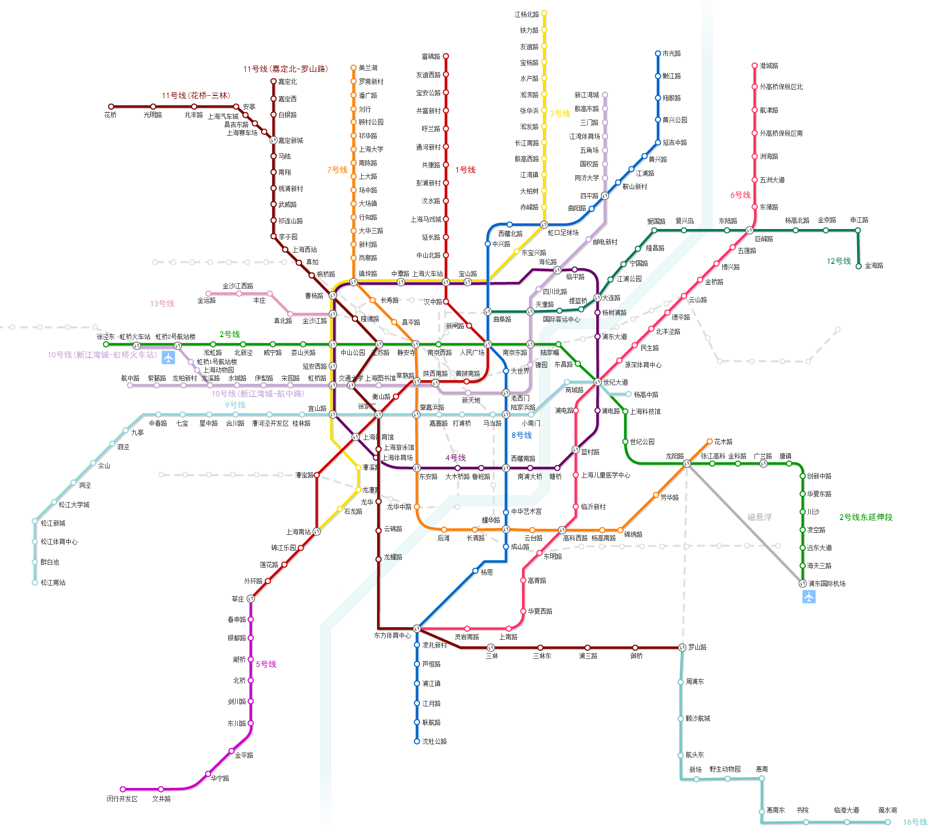 上海地铁线路图