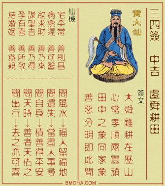 黄大仙灵签第三十四签